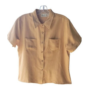 Kathie Lee Collection short Sleeve Mustard Button  Down Vintage Large